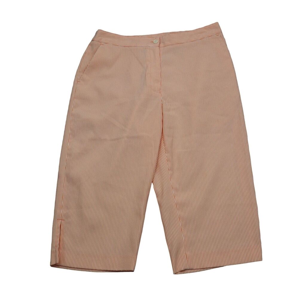 EP Pro Pants Womens 8 Orange Pinstriped Mid Rise Flat Front Slash Pocket Capri